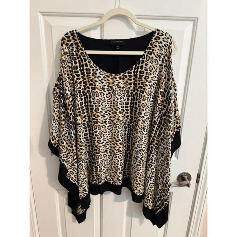 Lane Bryant Brown Leopard Print Cold Shoulder Blouse Plus 18/20 2X